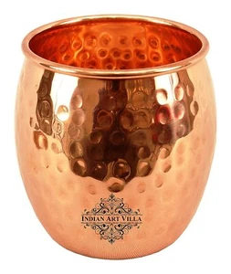 2X Forjado Cobre Cristal Vaso, Serveware Vajilla, Ayurveda Curativo, 590ML - Imagen 1 de 4