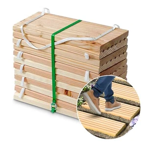 Rollweg aus Lärchenholz für den Weg im Garten Gartentritte Holz-Tritte Gartenweg - Bild 1 von 9