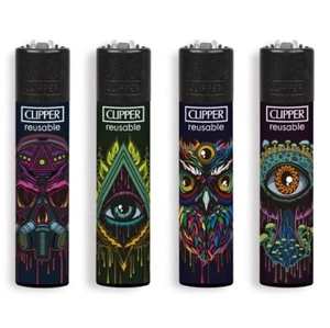 Accendini clipper large collezione completa RAINBOW ART ricaricabile 4pezz - Foto 1 di 1