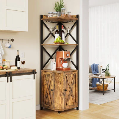 5 Tier Kitchen Corner Bar Cabinet Tower Wine Liquor Open Storage Display Rack - Image 1 of 4