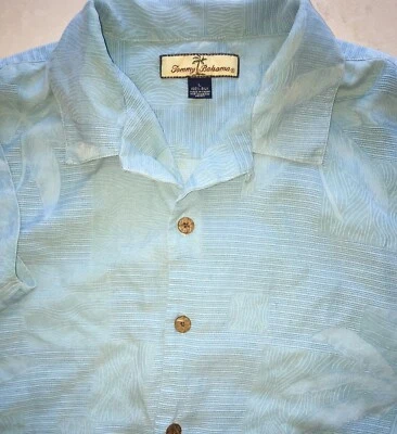 Camisa de Campamento Hawaiana TOMMY BAHAMA Pura Seda Texturizada Jacquard PARA HOMBRES L Palmeras Foto 1 de 4