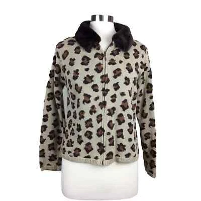 Кардиган Marissa Christina размер M желтовато-коричневый коричневый леопардовый принт на молнии спереди искусственный мех - Изображение 1 из 4