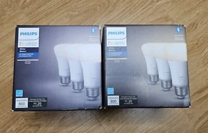 x2 Philips Hue (3) A19 Bulb White 800 Lumens BT App Control Brand New Sealed - Picture 1 of 3
