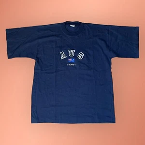 Vintage 90s Sydney Australia T-Shirt Mens Large Embroidered Single Stitch Navy - Picture 1 of 5