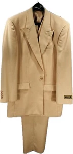 Falcone Men's Peach Suit 3 Piece Pleated Pants 1 Button Single Breasted Size 40R - Picture 1 of 5