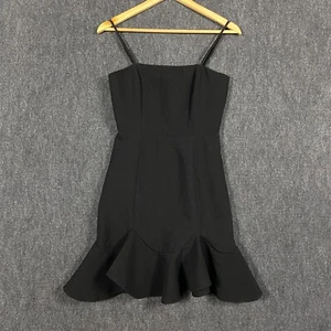 Bardot Womens Size 8 Laurie Mini Dress Black Flounce Hem Cocktail Dress - Picture 1 of 15