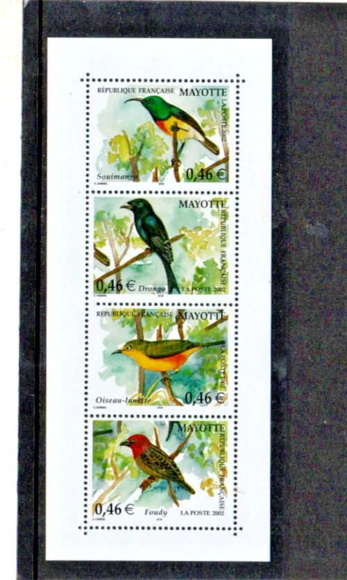 2002 MAYOTTE-BIRDS IN BLOCK-MNH - Image 1 of 1
