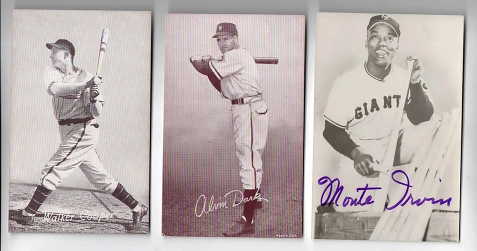 1947-66--TARJETAS DE EXPOSICIÓN--GIANTS COOPER & DARK + PC MONTE IRVIN FIRMADA--LOTE-3--NM Foto 1 de 1