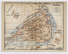 1926 ORIGINAL VINTAGE CITY MAP OF POITIERS / AQUITAINE / FRANCE