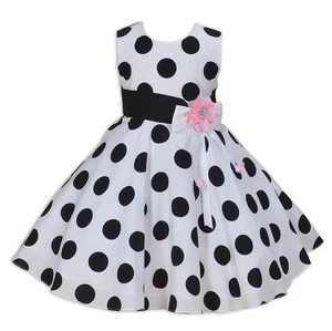 Mädchen 50' Stil Partykleid weiß und schwarz gepunktet Kleid 3 4 5 6 7 8 Jahre - Bild 1 von 2