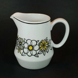 Noritake Progression TRESSA CREAMER Flowers White Yellow Black 9029 - Picture 1 of 12