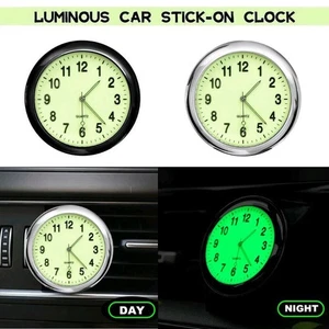 1/2pcs Mini Clock Luminous Quartz Analog Watch Stick-On Clock Decor For Car Home - Picture 1 of 12