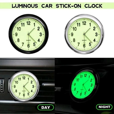 1/2pcs Mini Clock Luminous Quartz Analog Watch Stick-On Clock Decor For Car Home - Image 1 of 4