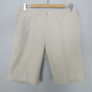 Polo Ralph Lauren Shorts Mens 34 Beige Pinstripe Classic Fit Cotton Chino Casual - Picture 1 of 11
