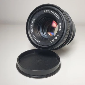 Pentacon 50mm f1.8 prime lens M42 screw fit w/ Hanimex adapter for Nikon F mount - Picture 1 of 5