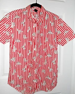 DISNEY DUMBO RED & WHITE STRIPED BUTTON SHORT SLEEVE SHIRT - Picture 1 of 3