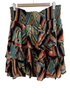 RALPH LAUREN BOHO Ladies UK Size 16 Multicoloured Frilly Summer Skirt Pre-Loved - Picture 1 of 10