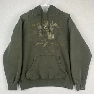 Bass Pro Shops Graphic Print Sweater Hoodie Adult Medium Green Hoodie Pullover - Picture 1 of 10