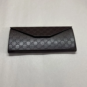 Gucci custodia per occhiali/occhiali da sole in pelle marrone che si ripiega nel portafoglio - Foto 1 di 7