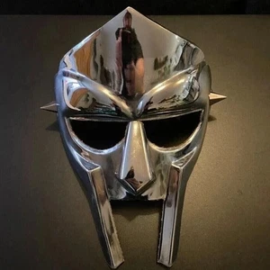 MF DOOM Maschera Cattivo Pazzo Armatura Viso Acciaio Medievale Forgiato a Mano Casco Halloween - Foto 1 di 3
