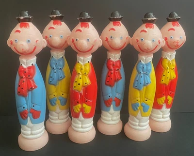 JOUET  ANCIEN - VINTAGE 6 QUILLES "CLOWNS" CIRQUE EN PLASTIQUE 1960/70's FRANCE - Photo 1/4