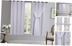 Grommet Double-Layered Curtains with White Sheer Voile for Bedroom Mix and - Picture 1 of 7