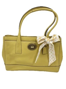 COACH 11554 MADELINE YELLOW LEATHER SATCHEL TOTE PURSE w SIG SCARF- RARE - EX - Picture 1 of 15