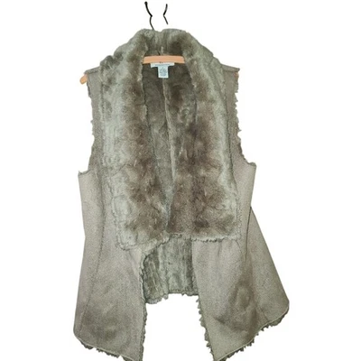 Chaleco forrado de piel sintética bronceada Magaschoni talla mediana Foto 1 de 4