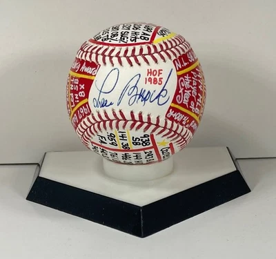 Lou Brock Signed OML Baseball, VCBC SuperStats Hand Painted, JSA, STL Cardinals - Image 1 of 4