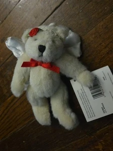 5.5" GANZ Heritage Collection White Angel Jointed Bear Ornament Red Bow NWT - Picture 1 of 4