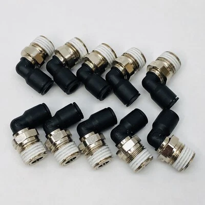 LOTE DE 10 LEGRIS MACHO 90º METAL/PLÁSTICO COMBINACIÓN CODO 1/4" NPT (TK24) Foto 1 de 4