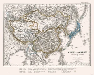 Mapa histórico - China Japón - Perthes 1866 - 28,57 x 23 - Arte de pared vintage - Imagen 1 de 20