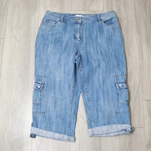 Christopher Banks Jeans Women 10 Light Wash Denim Capris Pockets Cargo Cuffs - Picture 1 of 12