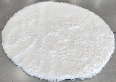 WHITE 5'-1" X 5'-1" Round Loose Thread Rug, Reduced Price 1172726918 PSG800B-5R - Image 1 of 4