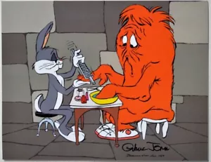 Looney Tunes Print BUGS BUNNY GIVES GOSSAMER a MANICURE - Picture 1 of 1