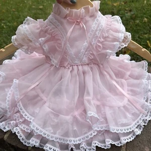 Süßes N freches Vintage Festzug Kleid Spitze Rüschen Lagenlook 9 Monate rosa top - Bild 1 von 12