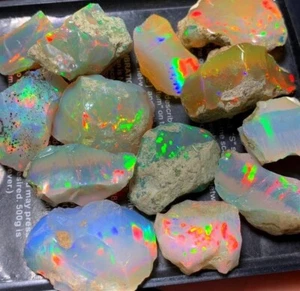 50Ct Natural Ethiopian Jumbo Welo Fire Opal Rough Specimen Gemstone 6-8 Pcs Lot - Picture 1 of 3