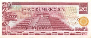 Mexico 20 Pesos 29.12.1972 Series H Prefix H Circulated Banknote HJ 10 - Picture 1 of 2