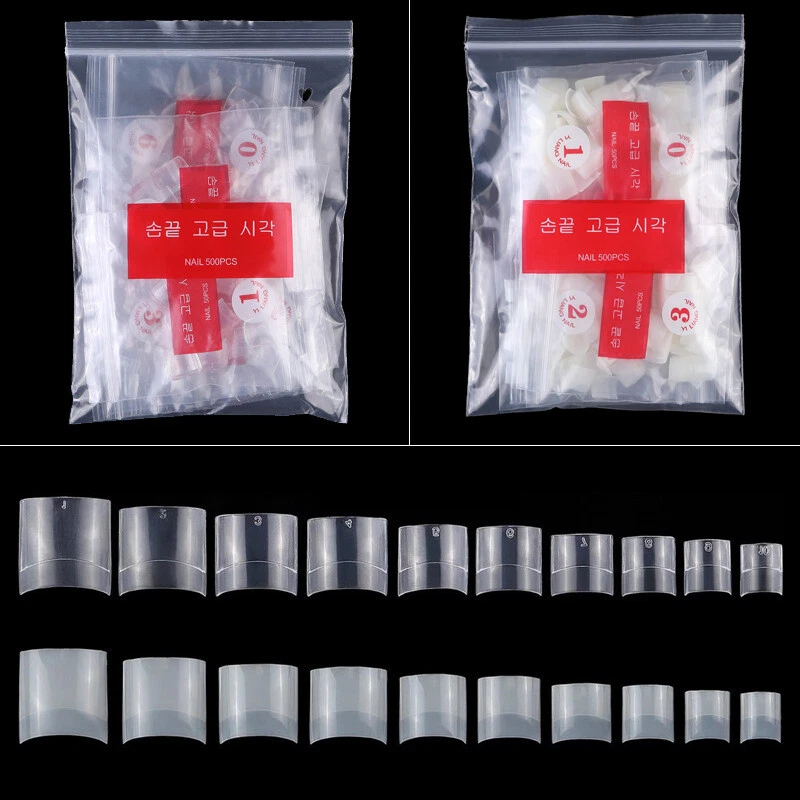 Square Nail Tips Half Cover Natural Clear Acrylic Nails French Short False Nails - Image 1 of 4