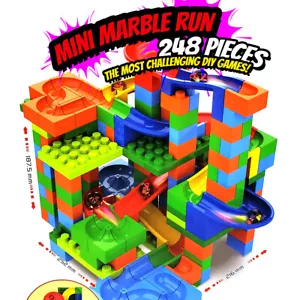 COOLITOYS New 248 PCS Kids Marble Run Race Set Railway Building Blocks Track - Picture 1 of 6