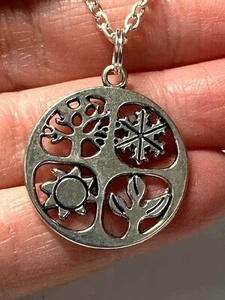 Four Seasons Charm on Tibetan Silver 18" Necklace - Picture 1 of 3