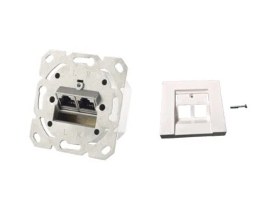 CAT.6 Netzwerkdose Datendose + Abdeckung passend zu Gira System55 reinweiss - Bild 1 von 4