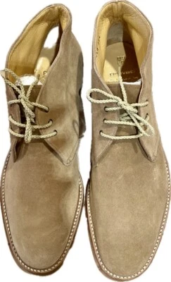 GRAVATI HECHOS A MANO EN ITALIA FABULOSOS BOTINES UNISEX DE GAMUZA BEIGE, NUEVOS, 9.5 Foto 1 de 4