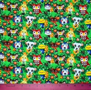 Animal Crossing Fabric - HALF YARD - 100% Cotton Quilting K K Slider Green Gamer - Picture 1 of 1