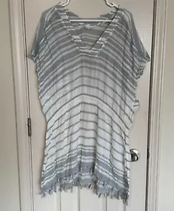 Athleta Cotton Blouse Dress Women's XL Blue & White Striped /i1 - Picture 1 of 6
