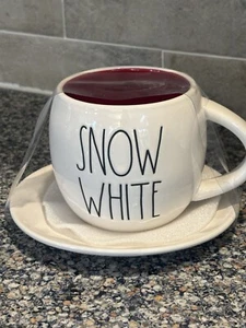 Rae Dunn SNOW WHITE Tea Cup And Saucer Set Brand New - Picture 1 of 2