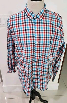 Camisa informal Express para hombre talla XL rayas colorida azul rojo  Foto 1 de 3
