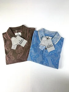 New Genuine Vivienne Westwood Orb Jacquard Logo Long Sleeve Polo Shirt RRP £220 - Picture 1 of 7