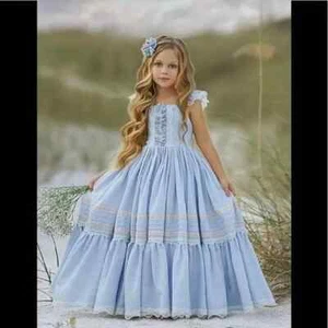 NWT Dollcake Something Beginning With a B Dress Girls Party Size 3 Light Blue - Picture 1 of 4