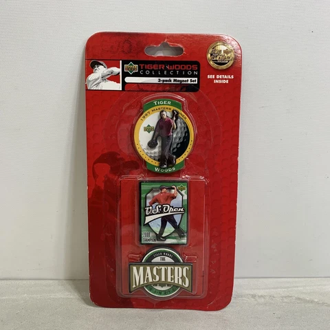 New Tiger Woods Magnet Set 1997 Masters 2001 US Open 2002 Masters Upper Deck Cover